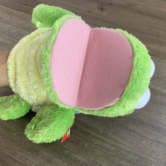 Aurora The Turtle Hand Puppet Green Plush Stuffed Animal Full Body 10" Blue Eyes - Picture 14 of 16